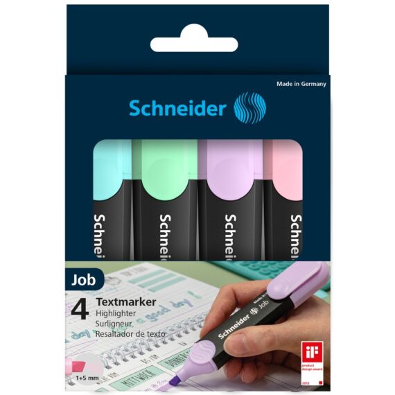 Textmarker Schneider Job Pastel 4/set